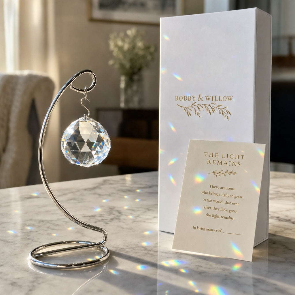 The Light Remains™ Tabletop: Memorial Crystal with Stand