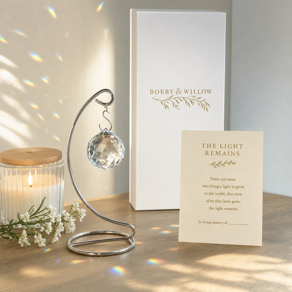 The Light Remains™ Tabletop: Memorial Crystal with Stand